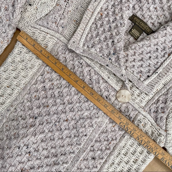 Inis Crafts Made in Ireland 100% Merino Wool Knit Cardigan Sweater Large Button - Picture 12 of 14